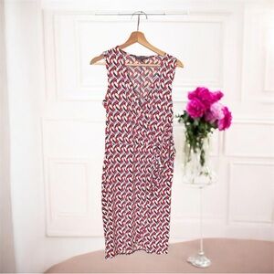 Banana Republic Red and White Patterned Midi Dress